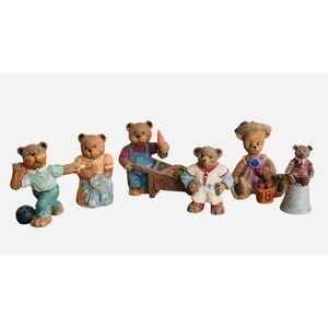 Young Bears Collectibles Resin Teddy Bears 2" Tall Lot Of 6